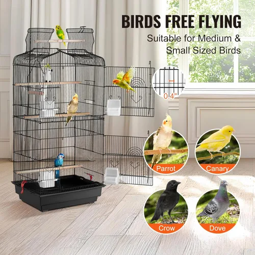 Miniatura 4 de VEVOR Jaula Grande para Loros de 41 Pulgadas con Parte Superior Abierta, Jaula Colgante para Periquitos, Pinzones, Canarios, Agapornis, Cacatúas