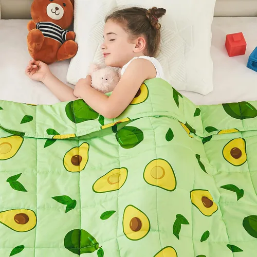 Miniatura 8 de yescool - Manta con peso de 7 libras, manta de regazo con peso refrescante de aguacates verdes para dormir, manta con peso transpirable para 60-80
