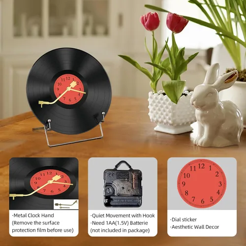 Miniatura 3 de Discos de vinilo de 12 pulgadas, decoración de pared, reloj de pared de disco de vinilo, relojes de pared únicos con pilas (batería no incluida)