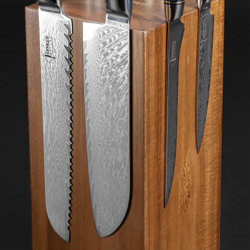 Miniatura 6 de SENKEN - Bloque magnético giratorio para cuchillos sin cuchillos, madera dura de acacia natural, rotación de 360 grados, imanes de neodimio ultra