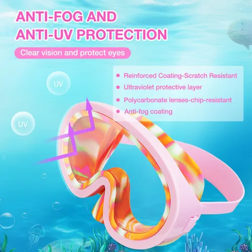 Miniatura 4 de Gafas de natación para niños, máscara de buceo, gafas de snorkel para niños de 3 a 8 años, máscara de buceo