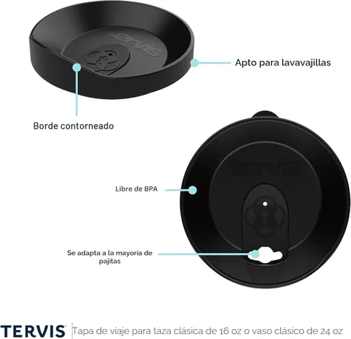 Miniatura 4 de Taza de viaje Tervis de doble pared transparente y colorida con tapa fabricada en Estados Unidos mantiene las bebidas frías y calientes, 24 onzas
