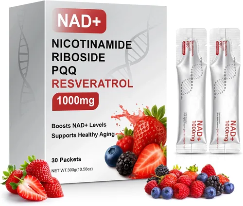 Howave Suplemento líquido NAD+ de 1000 mg, 30 paquetes, con ribósido de nicotinamida, resveratrol y PQQ – potenciador de envejecimiento saludable