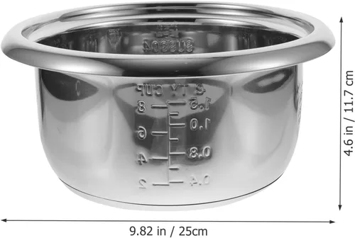 Miniatura 2 de BESTonZON 3L 500W Plata Acero Inoxidable Olla Arrocera Interior Olla De Reemplazo De Revestimiento Antiadherente Arroz Cocción Contenedor De Arroz