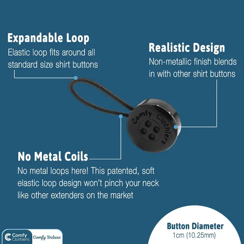 Miniatura 15 de Comfy Clothiers 3-Pack Collar Extenders for Men - Button Expanders for Shirts