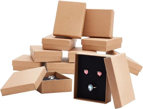 Miniatura 9 de BENECREAT Paquete de 24 cajas pequeñas de cartón para pendientes de 1.88 x 1.8 x 1.33 pulgadas, cajas de regalo cuadradas de cartón para Navidad