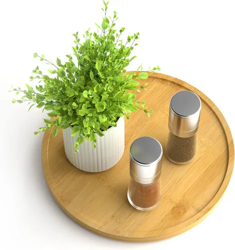 Lazy Susan - Organizador Homerays de 9 pulgadas antideslizante de bambú Lazy Susan para cocina, estante giratorio de especias para armario de