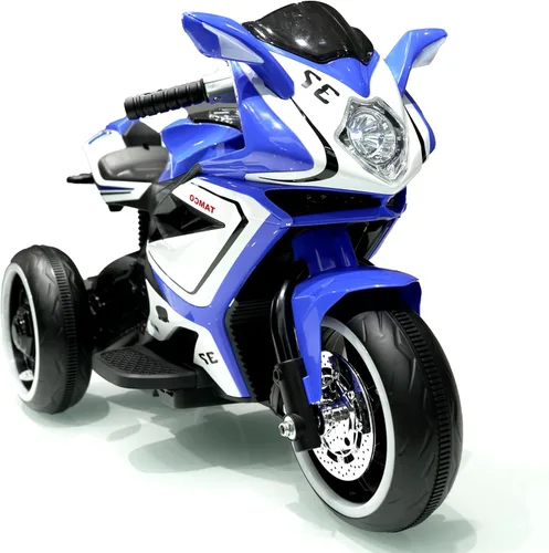 Tamco - Motocicleta recargable, para niños de 3 a 4 años con pedal de arranque, música, luces, ruedas de iluminación (azul)
