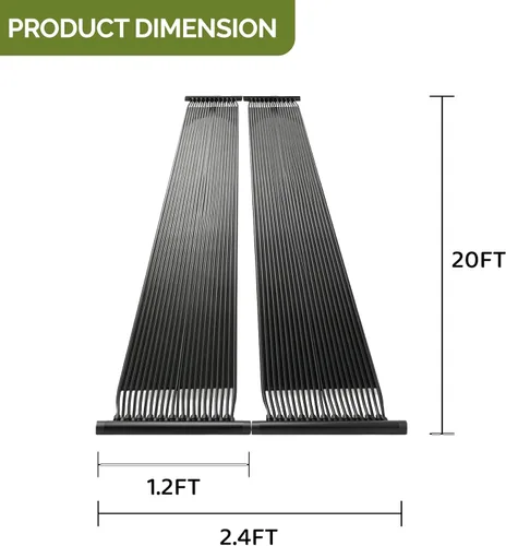 Miniatura 2 de VINGLI Calentador solar de piscina de 2.4 x 20 pies, sistema de calefacción de piscina de alta eficiencia resistente a la intemperie, calentador