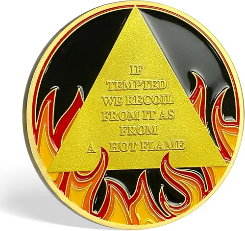 Miniatura 3 de Moneda de sobriedad triangular de 8 años de llama Alcohólicos Anónimos Monedas AA Regalos de sobriedad para hombres y mujeres Moneda AA