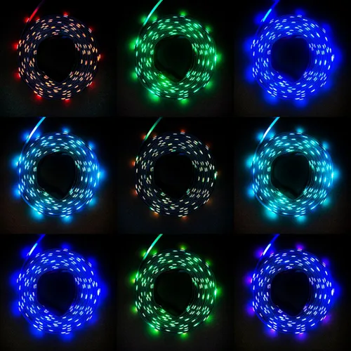 Miniatura 6 de Tira de luces LED de 16.6 pies (16.4 ft) de color RGB con aplicación y control remoto IR 5050 SMD LED 30 luces por metro para dormitorio, hogar