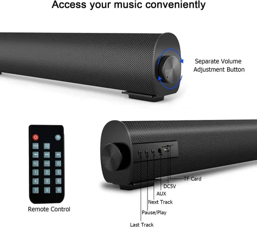 Miniatura 5 de Barra de Sonido Portátil para TV/PC, Altavoz Bluetooth 5.0 con Cable e Inalámbrico para Interiores y Exteriores con Control Remoto y Cable Coaxial
