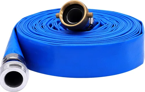 Miniatura 11 de Manguera de descarga de bomba de agua plana de PVC de 2" x 50 pies con accesorios de orejeta con pasador de aluminio, ensamblaje de manguera