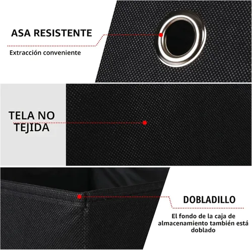 Miniatura 7 de Cubos de Almacenamiento Plegables Negros Contenedores, Cubos de Almacenamiento de Tela de 11 Pulgadas, Cajas de Almacenamiento de Tela, Cubos