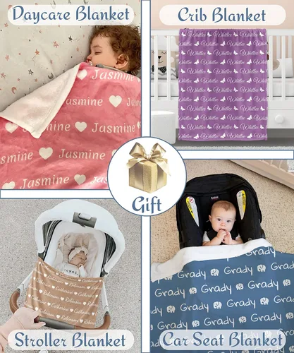 Miniatura 3 de Mantas de bebé personalizadas para niñas y niños con nombre e icono personalizado, regalos personalizados para bebés, niños pequeños, mantas de bebé