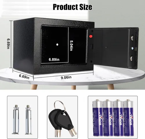 Miniatura 2 de Caja de seguridad electrónica mini MAESTON con teclado digital y llaves, pequeñas cajas de depósito seguro con ranura para monedas, cajas de Negro