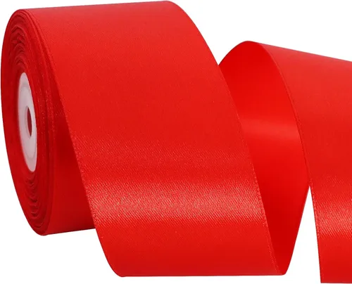 Miniatura 29 de TONIFUL - Cinta de satén de oro rosa de 2 pulgadas x 25 yardas de ancho, rollo de cinta de satén sólida para manualidades, cinta para silla