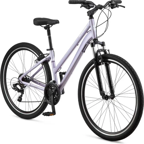 Miniatura 9 de Schwinn Network 1 Bicicleta híbrida, Bicicleta de 700c para hombres y mujeres, Bicicleta híbrida de 21 velocidades, marco de aluminio, horquilla