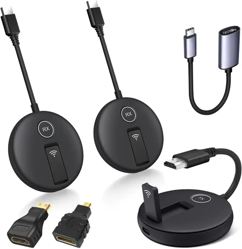 Miniatura 8 de Kit de transmisor y receptor HDMI inalámbrico. Extensor inalámbrico HDMI compatible con frecuencias de 2.4/5 GHz para transmisión de video y audio