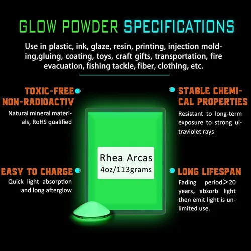 Miniatura 3 de Polvo que brilla en la oscuridad, pigmento luminoso de mica en polvo para resina epoxi, tinte fluorescente glo para pintura artística, esmalte