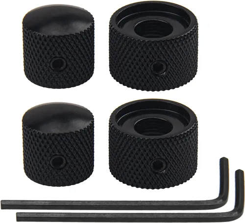 Miniatura 2 de 2 perillas de control apiladas concéntricas dobles para guitarra eléctrica y bajo (negro)