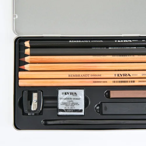 Miniatura 7 de Lyra Rembrandt - Juego de bocetos – 11 lápices de carbono surtidos para dibujar carbón pastel palos y accesorios para artistas – Variedad de lápices