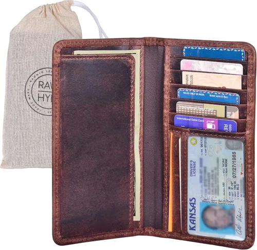 Miniatura 4 de RAW HYD - Cartera larga de cuero para hombres Funda de chequera doble un gran regalo para hombres