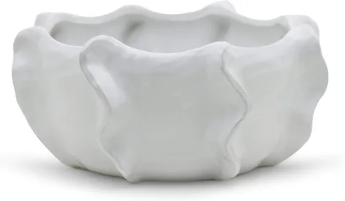 Miniatura 8 de WGVI WGV - Jarrón de cerámica, 7.5 x 3.5 pulgadas de alto, 10.25 x 4.75 pulgadas de alto, maceta de corral, maceta de mantel grande blanca