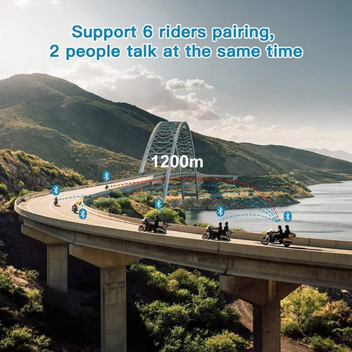 Miniatura 3 de EJEAS V6 Pro - Casco de motocicleta con intercomunicador Bluetooth de 3,937.0 ft para 2 personas Full Dúplex inalámbrico para conectar hasta 6