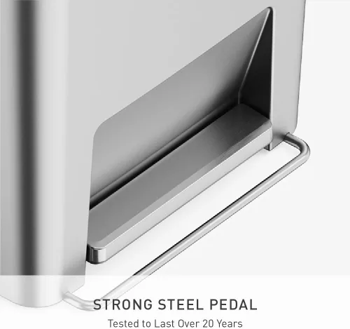 Miniatura 3 de Simplehuman Bote de basura con pedal híbrido, de 45 litros / 12 galones, rectangular para cocina, con base ancha y estable con pedal de acero