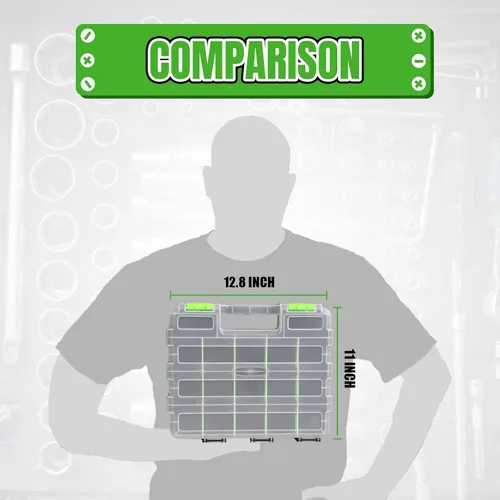 Miniatura 5 de Jack Boss Caja de herramientas con tapa transparente, caja organizadora de 34 compartimentos de doble cara con divisores extraíbles para herrajes