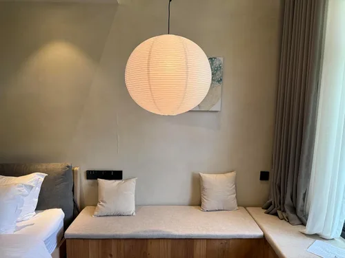 Miniatura 4 de (55 cm) Gran pantalla redonda de papel para lámpara colgante, pantalla de lámpara de papel de arroz blanco, pantalla plegable de papel para lámpara
