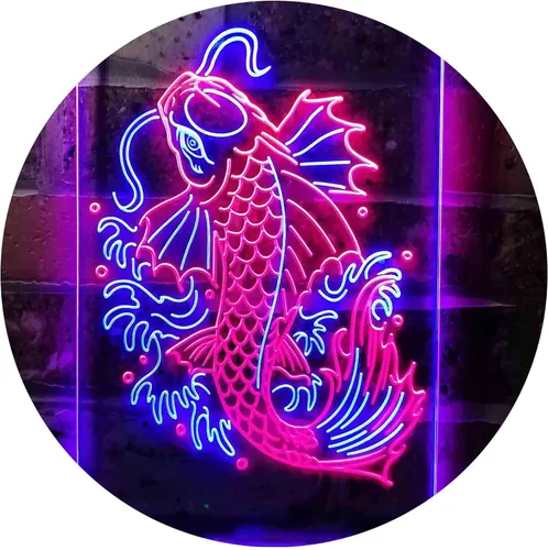 Miniatura 15 de ADVPRO Koi Fish Display - Letrero de neón LED de doble color, azul y rojo, 8 x 12 pulgadas st6s23-i3720-br