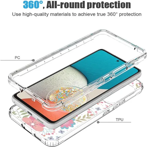 Miniatura 3 de Funda para Galaxy A53 5G/para Samsung A536U con protector de pantalla de vidrio templado, suave 360 cuerpo completo, a prueba de golpes, híbrida