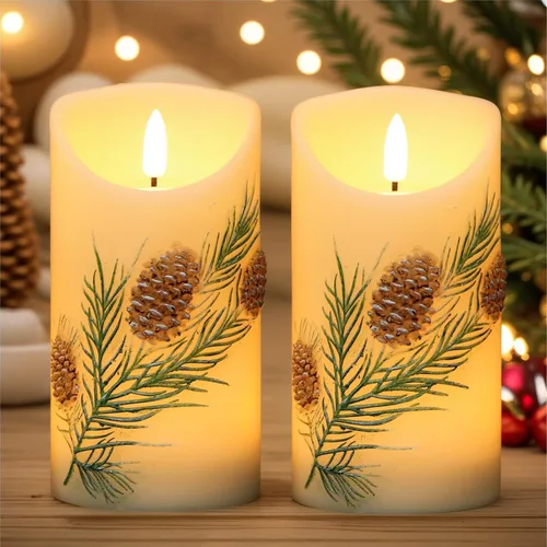 Miniatura 11 de Wondise - Velas sin llama con temporizador, con mecha parpadeante a batería, de cera real, en forma de piña, para decoración interior de vacaciones