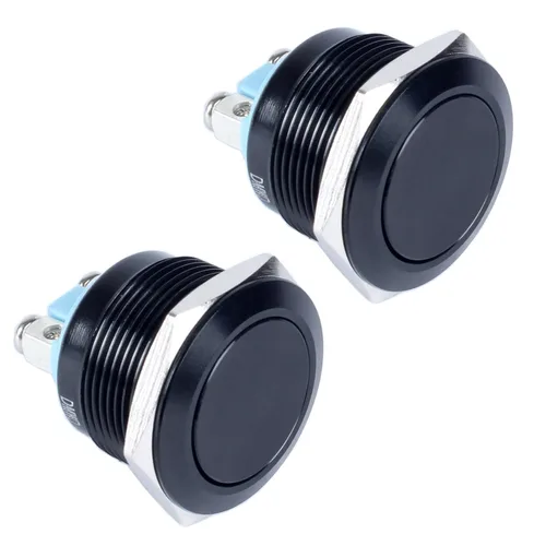Miniatura 12 de Paquete de 2 interruptores de botón momentáneos de metal de 0.630 in, impermeables, IP66, terminales de tornillo antivandálicos de 12 V, 24 V, 36 V