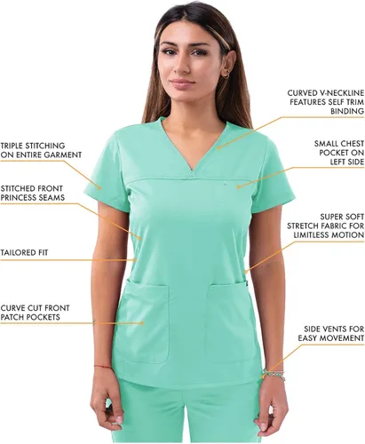 Miniatura 3 de Adar Pro - Conjunto de ropa quirúrgica con mejora de movimiento para mujer, blusa médica con cuello en V y pantalón médico deportivo y para yoga