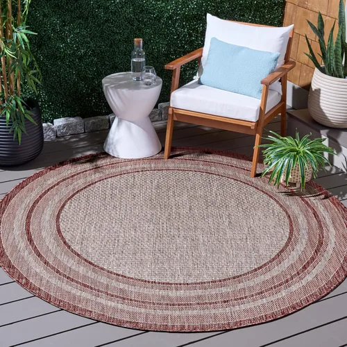 Miniatura 28 de SAFAVIEH Alfombra lavable al aire libre Courtyard Collection – 4' x 5'7", beige oscuro y beige, no desprende pelusa y fácil de limpiar, ideal