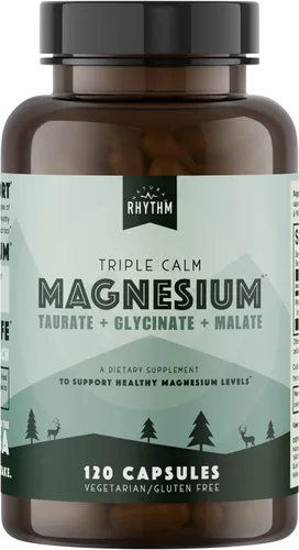 Triple Calm Magnesio – Mag. taurate, glycinate, y Malate para el socorro óptimo Relajación, el estrés y la Ansiedad, y mejorar Dormir. 120 cápsulas,
