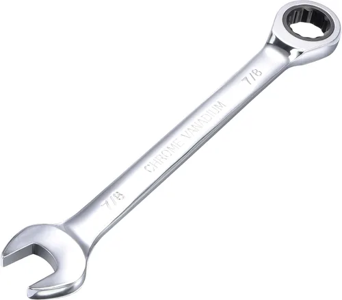uxcell Llave combinada de trinquete de 7/8 Pulgadas SAE de 72 dientes y 12 puntos con punta en caja, herramientas de llave de Cr-V