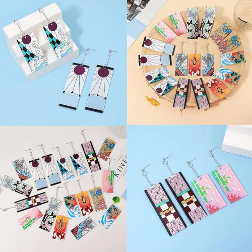 Miniatura 5 de Tanjiro - Pendientes colgantes para mujer, anime cosplay para hombres, Kimetsu No Yaiba, anime cosplay, regalo de Navidad para niñas, Acrílico, otro
