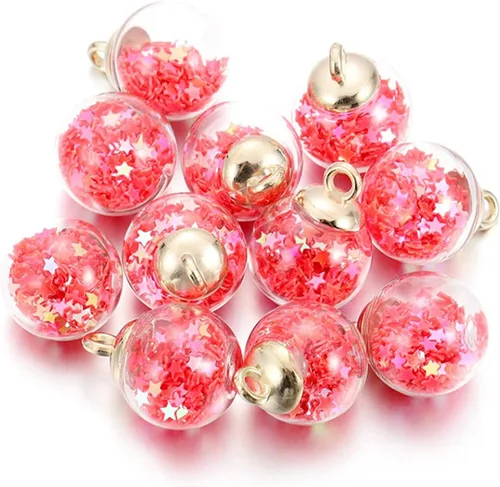 Miniatura 7 de 10 unids/lote de 0.630 in transparente bola de cristal encantos estrella lentejuelas colgantes para DIY pendientes collar joyería fabricación