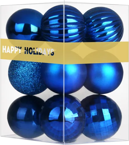Miniatura 71 de Bolas de Navidad Grandes de 3.2" en Azul Bebé - Adornos para Árbol de Navidad, Bolas Colgantes Inastillables para Cumpleaños, Halloween, Boda