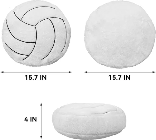 Miniatura 2 de Almohada de voleibol – 15.7 pulgadas suave y esponjosa almohada de voleibol, decoración deportiva redonda rellena para sofá, dormitorio y sala