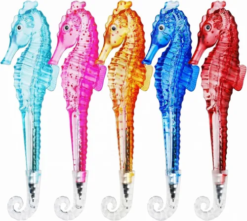 Miniatura 10 de Abhay Bolígrafo de pescado con purpurina, regalos de moda, paquete de 10 bolígrafos creativos para decoración de peces, suministros de fiesta
