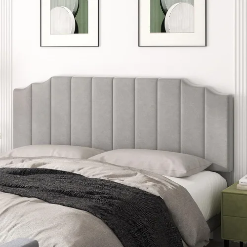 Befurtori Cabecera Solo Tamaño King, Cabecera de Terciopelo Montada en Pared King para Cama Ajustable Cabecera Moderna Tapizada Fácil Montaje, Gris