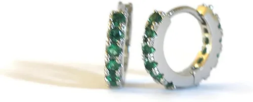 Miniatura 7 de Aretes de aro pequeños de plata de ley con circonita cúbica, sin níquel, sin plomo, fabricados en Estados Unidos