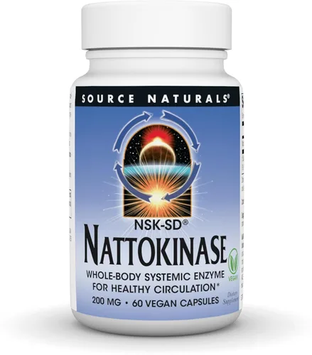 Source Naturals NSK-SD, Nattoquinasa, Apto para vegetarianos, Enzima sistémica de todo el cuerpo para una circulación saludable*, 200 mg - 60