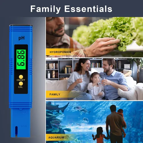 Miniatura 2 de Medidor de pH para agua 2025, probador digital de pH de alta precisión (precisión 0.01) con certificación UL y 3 polvos de calibración de pH, ideal