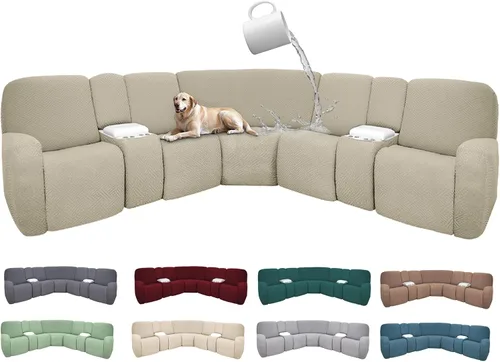 Miniatura 62 de Fundas de sofá reclinable seccional 100% impermeables para sofá reclinable en forma de L, funda de sofá modular de esquina en forma de L, fundas